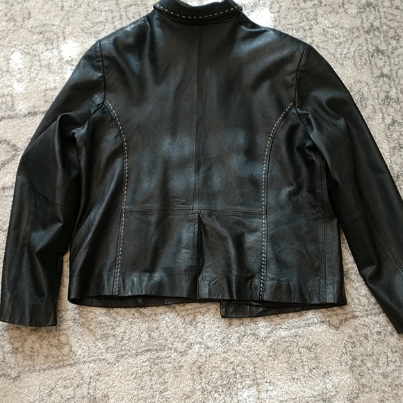 029 Style & Co Black Leather Jacket, - Picture 5 of 8